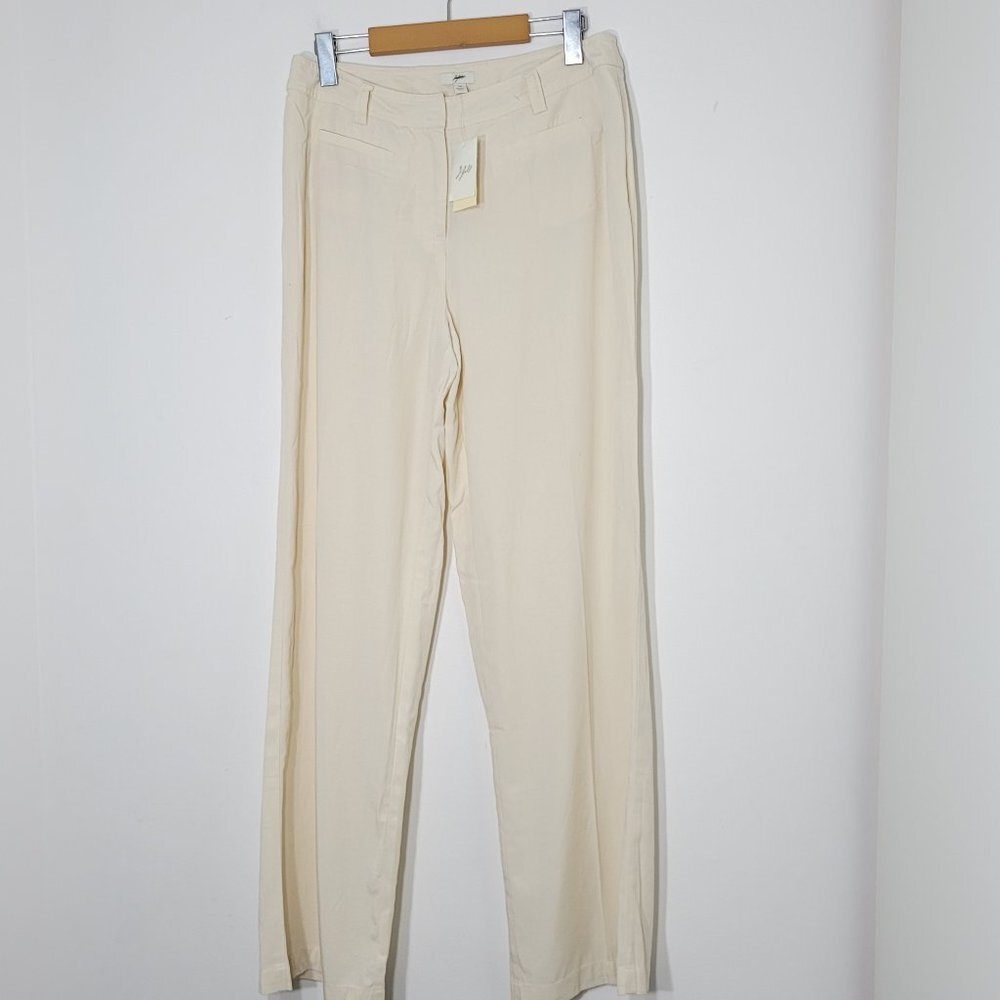 J. Jill NEW Ivory Cotton Blend Casual Straight Leg Pants Pockets High Waist NWT